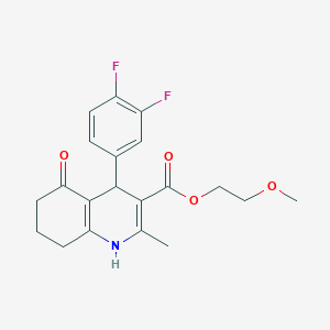 molecular formula C20H21F2NO4 B5013951 2-methoxyethyl 4-(3,4-difluorophenyl)-2-methyl-5-oxo-1,4,5,6,7,8-hexahydro-3-quinolinecarboxylate 