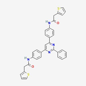 molecular formula C34H26N4O2S2 B5013984 N,N'-[(2-苯基-4,6-嘧啶二基)二-4,1-苯撑]双[2-(2-噻吩基)乙酰胺] 