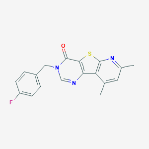 molecular formula C18H14FN3OS B501399 3-(4-fluorobenzyl)-7,9-dimethylpyrido[3',2':4,5]thieno[3,2-d]pyrimidin-4(3H)-one 