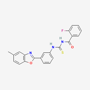 molecular formula C22H16FN3O2S B5013999 2-fluoro-N-{[3-(5-methyl-1,3-benzoxazol-2-yl)phenyl]carbamothioyl}benzamide 