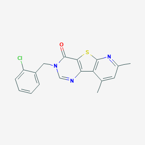 molecular formula C18H14ClN3OS B501400 3-(2-chlorobenzyl)-7,9-dimethylpyrido[3',2':4,5]thieno[3,2-d]pyrimidin-4(3H)-one CAS No. 716343-43-0