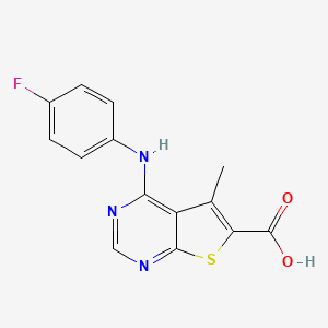 molecular formula C14H10FN3O2S B5014010 4-[(4-fluorophenyl)amino]-5-methylthieno[2,3-d]pyrimidine-6-carboxylic acid 