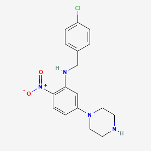 molecular formula C17H19ClN4O2 B5014170 (4-chlorobenzyl)[2-nitro-5-(1-piperazinyl)phenyl]amine 