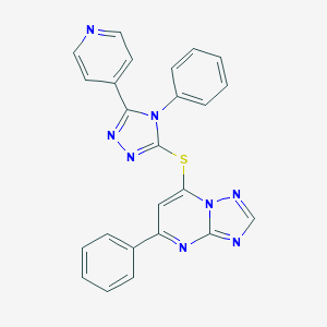 molecular formula C24H16N8S B501418 4-phenyl-5-(4-pyridinyl)-4H-1,2,4-triazol-3-yl 5-phenyl[1,2,4]triazolo[1,5-a]pyrimidin-7-yl sulfide 