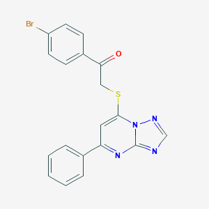 molecular formula C19H13BrN4OS B501419 1-(4-Bromophenyl)-2-[(5-phenyl[1,2,4]triazolo[1,5-a]pyrimidin-7-yl)sulfanyl]ethanone 
