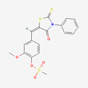 2-methoxy-4-[(4-oxo-3-phenyl-2-thioxo-1,3-thiazolidin-5-ylidene)methyl]phenyl methanesulfonate