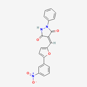 molecular formula C20H13N3O5 B5014252 (4E)-4-[[5-(3-nitrophenyl)furan-2-yl]methylidene]-1-phenylpyrazolidine-3,5-dione 