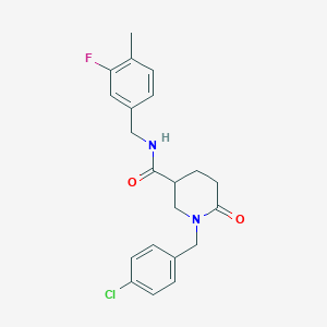 molecular formula C21H22ClFN2O2 B5014257 1-(4-chlorobenzyl)-N-(3-fluoro-4-methylbenzyl)-6-oxo-3-piperidinecarboxamide 