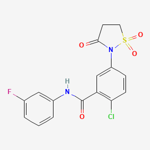 2-chloro-5-(1,1-dioxido-3-oxo-2-isothiazolidinyl)-N-(3-fluorophenyl)benzamide