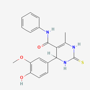 4-(4-HYDROXY-3-METHOXYPHENYL)-6-METHYL-N-PHENYL-2-SULFANYLIDENE-1,2,3,4-TETRAHYDROPYRIMIDINE-5-CARBOXAMIDE