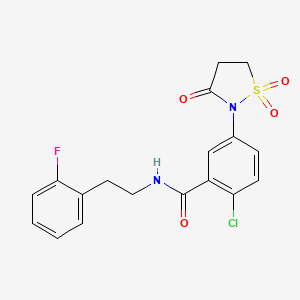 molecular formula C18H16ClFN2O4S B5014468 2-chloro-5-(1,1-dioxido-3-oxo-2-isothiazolidinyl)-N-[2-(2-fluorophenyl)ethyl]benzamide 