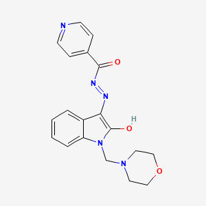 molecular formula C19H19N5O3 B5014511 N'-[1-(4-morpholinylmethyl)-2-oxo-1,2-dihydro-3H-indol-3-ylidene]isonicotinohydrazide 