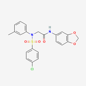 molecular formula C22H19ClN2O5S B5014548 N~1~-1,3-benzodioxol-5-yl-N~2~-[(4-chlorophenyl)sulfonyl]-N~2~-(3-methylphenyl)glycinamide 