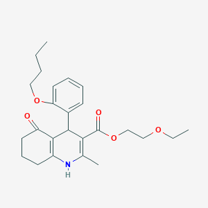 molecular formula C25H33NO5 B5014570 2-ethoxyethyl 4-(2-butoxyphenyl)-2-methyl-5-oxo-1,4,5,6,7,8-hexahydro-3-quinolinecarboxylate 