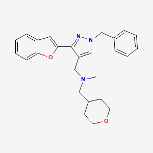 molecular formula C26H29N3O2 B5014749 1-[3-(1-benzofuran-2-yl)-1-benzyl-1H-pyrazol-4-yl]-N-methyl-N-(tetrahydro-2H-pyran-4-ylmethyl)methanamine 