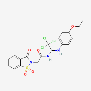 molecular formula C19H18Cl3N3O5S B5014779 2-(1,1-dioxido-3-oxo-1,2-benzisothiazol-2(3H)-yl)-N-{2,2,2-trichloro-1-[(4-ethoxyphenyl)amino]ethyl}acetamide 