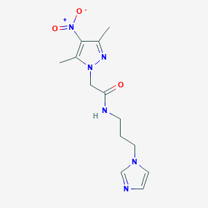 molecular formula C13H18N6O3 B5014827 2-(3,5-dimethyl-4-nitro-1H-pyrazol-1-yl)-N-[3-(1H-imidazol-1-yl)propyl]acetamide 