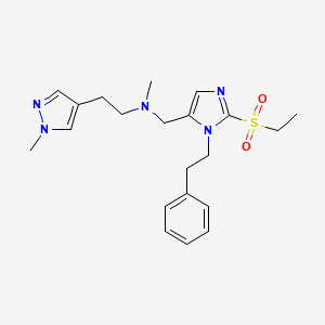 molecular formula C21H29N5O2S B5014839 N-{[2-(ethylsulfonyl)-1-(2-phenylethyl)-1H-imidazol-5-yl]methyl}-N-methyl-2-(1-methyl-1H-pyrazol-4-yl)ethanamine 