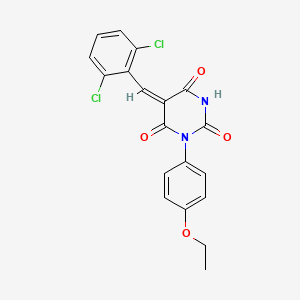 molecular formula C19H14Cl2N2O4 B5014902 (5E)-5-[(2,6-dichlorophenyl)methylidene]-1-(4-ethoxyphenyl)-1,3-diazinane-2,4,6-trione 