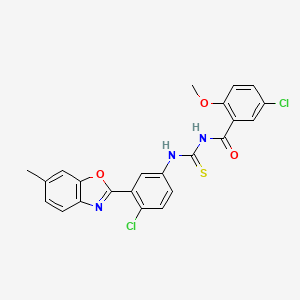 5-chloro-N-{[4-chloro-3-(6-methyl-1,3-benzoxazol-2-yl)phenyl]carbamothioyl}-2-methoxybenzamide