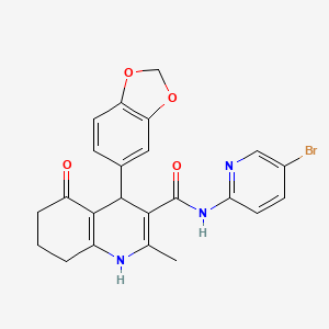 molecular formula C23H20BrN3O4 B5014972 4-(1,3-benzodioxol-5-yl)-N-(5-bromo-2-pyridinyl)-2-methyl-5-oxo-1,4,5,6,7,8-hexahydro-3-quinolinecarboxamide 