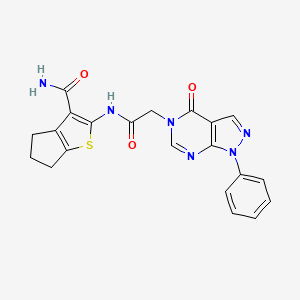 molecular formula C21H18N6O3S B5014996 2-{[2-(4-OXO-1-PHENYL-1,4-DIHYDRO-5H-PYRAZOLO[3,4-D]PYRIMIDIN-5-YL)ACETYL]AMINO}-5,6-DIHYDRO-4H-CYCLOPENTA[B]THIOPHENE-3-CARBOXAMIDE 