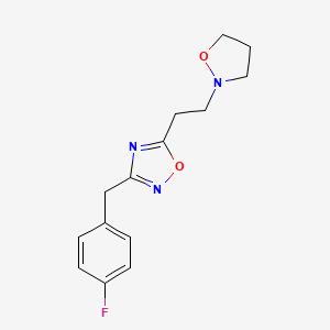 molecular formula C14H16FN3O2 B5015015 3-(4-fluorobenzyl)-5-[2-(2-isoxazolidinyl)ethyl]-1,2,4-oxadiazole 