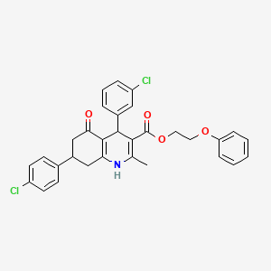 2-Phenoxyethyl 4-(3-chlorophenyl)-7-(4-chlorophenyl)-2-methyl-5-oxo-1,4,5,6,7,8-hexahydroquinoline-3-carboxylate