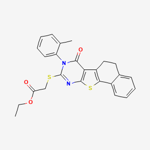 molecular formula C25H22N2O3S2 B5015132 ethyl 2-[[13-(2-methylphenyl)-12-oxo-17-thia-13,15-diazatetracyclo[8.7.0.02,7.011,16]heptadeca-1(10),2,4,6,11(16),14-hexaen-14-yl]sulfanyl]acetate 