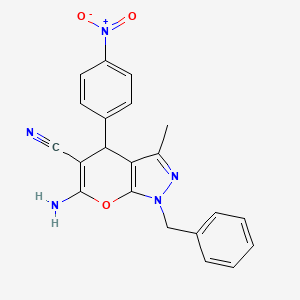 molecular formula C21H17N5O3 B5015241 6-amino-1-benzyl-3-methyl-4-(4-nitrophenyl)-1,4-dihydropyrano[2,3-c]pyrazole-5-carbonitrile 