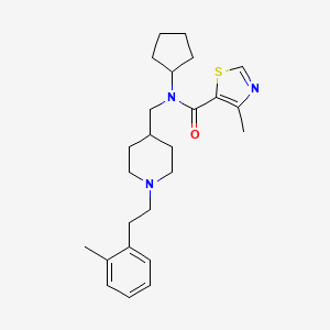 molecular formula C25H35N3OS B5015271 N-cyclopentyl-4-methyl-N-({1-[2-(2-methylphenyl)ethyl]-4-piperidinyl}methyl)-1,3-thiazole-5-carboxamide 