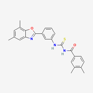 molecular formula C25H23N3O2S B5015286 N-({[3-(5,7-dimethyl-1,3-benzoxazol-2-yl)phenyl]amino}carbonothioyl)-3,4-dimethylbenzamide 