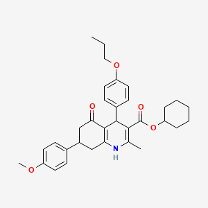 cyclohexyl 7-(4-methoxyphenyl)-2-methyl-5-oxo-4-(4-propoxyphenyl)-1,4,5,6,7,8-hexahydro-3-quinolinecarboxylate