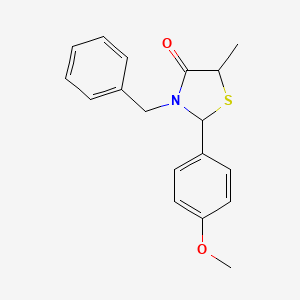 molecular formula C18H19NO2S B5015361 3-benzyl-2-(4-methoxyphenyl)-5-methyl-1,3-thiazolidin-4-one 