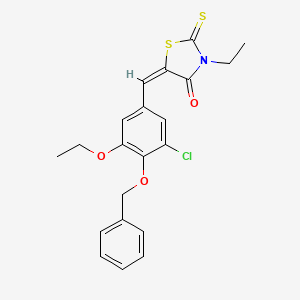 molecular formula C21H20ClNO3S2 B5015481 5-[4-(benzyloxy)-3-chloro-5-ethoxybenzylidene]-3-ethyl-2-thioxo-1,3-thiazolidin-4-one 