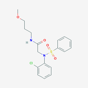 molecular formula C18H21ClN2O4S B5015485 N~2~-(2-chlorophenyl)-N~1~-(3-methoxypropyl)-N~2~-(phenylsulfonyl)glycinamide 