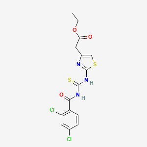 molecular formula C15H13Cl2N3O3S2 B5015690 ethyl [2-({[(2,4-dichlorobenzoyl)amino]carbonothioyl}amino)-1,3-thiazol-4-yl]acetate 