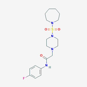 molecular formula C18H27FN4O3S B501570 2-(4-(azepan-1-ylsulfonyl)piperazin-1-yl)-N-(4-fluorophenyl)acetamide CAS No. 838883-02-6