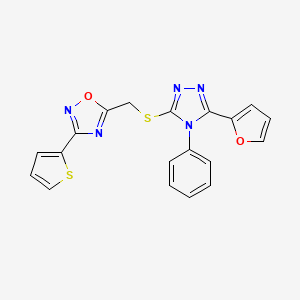 molecular formula C19H13N5O2S2 B5015764 5-({[5-(2-furyl)-4-phenyl-4H-1,2,4-triazol-3-yl]thio}methyl)-3-(2-thienyl)-1,2,4-oxadiazole 