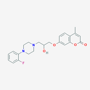 molecular formula C23H25FN2O4 B501585 7-(3-(4-(2-fluorophenyl)piperazin-1-yl)-2-hydroxypropoxy)-4-methyl-2H-chromen-2-one CAS No. 878722-70-4