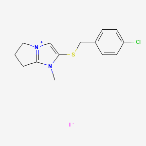 molecular formula C14H16ClIN2S B5015876 2-[(4-chlorobenzyl)thio]-1-methyl-6,7-dihydro-5H-pyrrolo[1,2-a]imidazol-1-ium iodide 