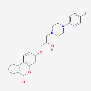 molecular formula C25H27FN2O4 B501588 7-(3-(4-(4-fluorophenyl)piperazin-1-yl)-2-hydroxypropoxy)-2,3-dihydrocyclopenta[c]chromen-4(1H)-one CAS No. 890598-59-1