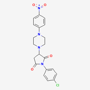 molecular formula C20H19ClN4O4 B5015919 1-(4-chlorophenyl)-3-[4-(4-nitrophenyl)-1-piperazinyl]-2,5-pyrrolidinedione 