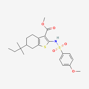 molecular formula C22H29NO5S2 B5015937 methyl 6-(1,1-dimethylpropyl)-2-{[(4-methoxyphenyl)sulfonyl]amino}-4,5,6,7-tetrahydro-1-benzothiophene-3-carboxylate 