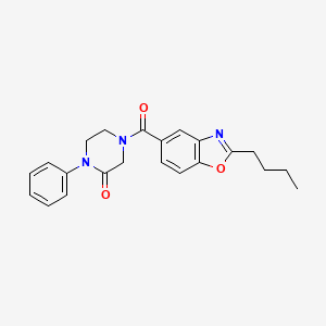 molecular formula C22H23N3O3 B5015948 4-[(2-butyl-1,3-benzoxazol-5-yl)carbonyl]-1-phenyl-2-piperazinone 