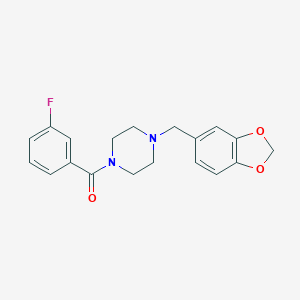 molecular formula C19H19FN2O3 B501598 1-(1,3-Benzodioxol-5-ylmethyl)-4-(3-fluorobenzoyl)piperazine 