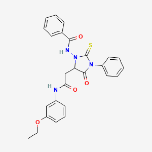 molecular formula C26H24N4O4S B5016008 N-(5-{2-[(3-ethoxyphenyl)amino]-2-oxoethyl}-4-oxo-3-phenyl-2-thioxo-1-imidazolidinyl)benzamide 