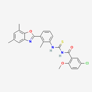 5-chloro-N-({[3-(5,7-dimethyl-1,3-benzoxazol-2-yl)-2-methylphenyl]amino}carbonothioyl)-2-methoxybenzamide