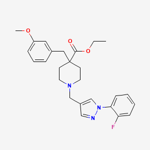 molecular formula C26H30FN3O3 B5016075 ethyl 1-{[1-(2-fluorophenyl)-1H-pyrazol-4-yl]methyl}-4-(3-methoxybenzyl)-4-piperidinecarboxylate 