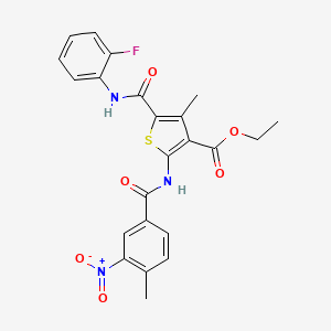 molecular formula C23H20FN3O6S B5016088 ethyl 5-{[(2-fluorophenyl)amino]carbonyl}-4-methyl-2-[(4-methyl-3-nitrobenzoyl)amino]-3-thiophenecarboxylate 